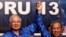 Malaysian Prime Minister Najib Razak, left, and his deputy Muhyiddin Yassin celebrate after winning the national generations in Kuala Lumpur, Malaysia, early May 6, 2013.