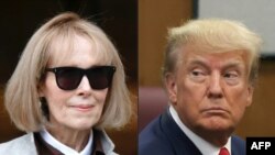 Kombinasi foto yang memperlihatkan kolumnis E. Jean Carroll dan mantan Presiden AS Donald Trump. (Foto: Kena Betancur dan Andrew Kelly/berbagai sumber/AFP)