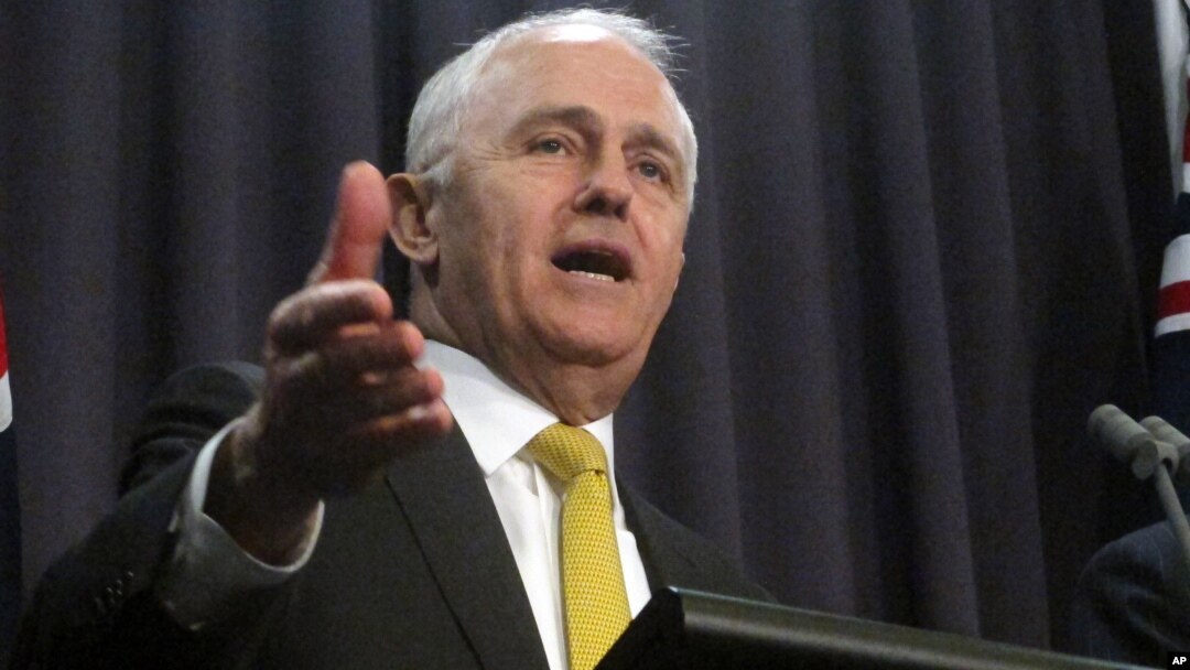 Australian Prime Minister Malcolm Turnbull speaks to the press at Parliament House in Canberra, Aug. 8, 2017. Turnbull says Parliament could legalize gay marriage this year if the nation’s voters endorse it in a rare but nonbinding poll in November. 