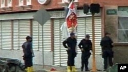 Mexican security forces after an attack by a drug cartel