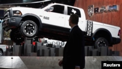 FILE - A Dodge Ram pickup truck is displayed during the North American International Auto Show in Detroit, Michigan, Jan. 10, 2017. 