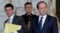 Manuel Valls (solda) Cumhurbaşkanı Hollande'la. Valls önceki Sosyalist kabinede içişleri bakanlığı yapıyordu