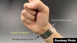 The flexible sensor developed at UC Berkeley can be made into "smart" wristbands or headbands that provide continuous, real-time analysis of the chemicals in sweat.