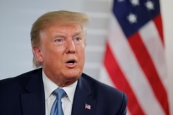 U.S. President Donald Trump speaks in a bilateral meeting with Japan's Prime Minister Shinzo Abe (not pictured) during the G7 summit in Biarritz, France, Aug. 25, 2019.