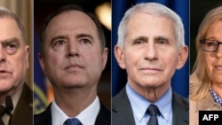 Presidente do Estado-Maior Conjunto dos EUA, Mark Milley, o Representante dos EUA, Adam Schiff; Dr. Anthony Fauci, e deputada dos EUA Liz Cheney