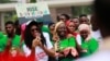 FILE - Nigerian youths gather to protest climate change and poor environmental practices, in Abuja, Nigeria, Sept. 20, 2019.