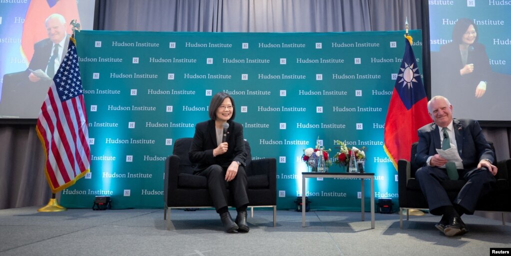 台湾总统蔡英文在华盛顿智库哈德逊研究所发表讲话。 （2023年3月31日）(photo:VOA)