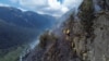 A drone views shows firefighters while they work to extinguish a wildfire at Cajas National Park in Cuenca, Ecuador, Nov. 17, 2024. 