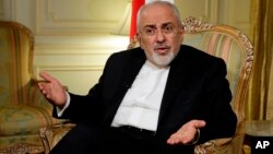 Iran's Foreign Minister Mohammad Javad Zarif is interviewed by The Associated Press, in New York, April 24, 2018.