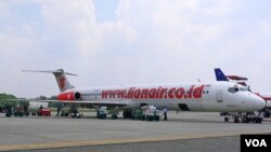 Pesawat Lion Air mendarat di bandara Pekanbaru, Riau. (Foto: Dok)