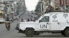 FILE - United Nations peacekeepers patrol Monrovia streets during Liberia's last presidential election runoff, Nov. 8, 2011. Some groups want to extend the current peacekeeping mission through the 2017 elections.