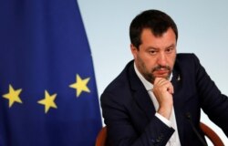 FILE - Italian Deputy Prime Minister Matteo Salvini attends a news conference following a cabinet meeting in Rome.