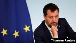 FILE PHOTO: Italian Deputy Prime Minister Matteo Salvini attends a news conference following a cabinet meeting in Rome