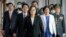 Taiwanese President Tsai Ing-wen, center, walks ahead of Vice-President Lai Ching-te, left of her, as they attend an inauguration ceremony in Taipei, Taiwan, May 20, 2020. 