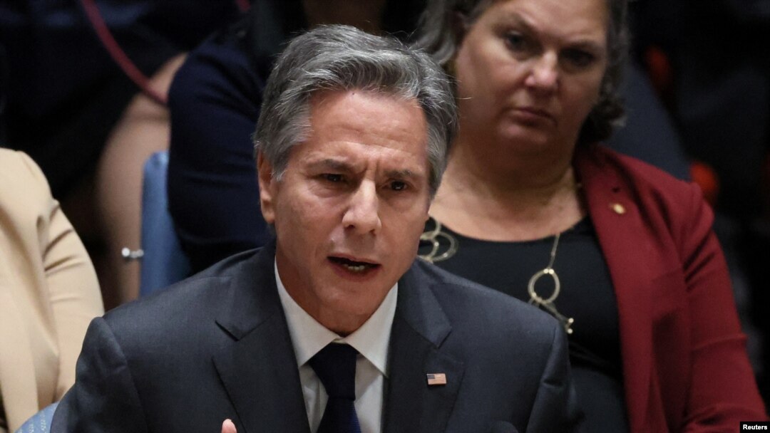 Američki državni sekretar Entoni Blinken govori u Savetu bezbednosti Ujedinjenih nacija, 22. septembra 2022.