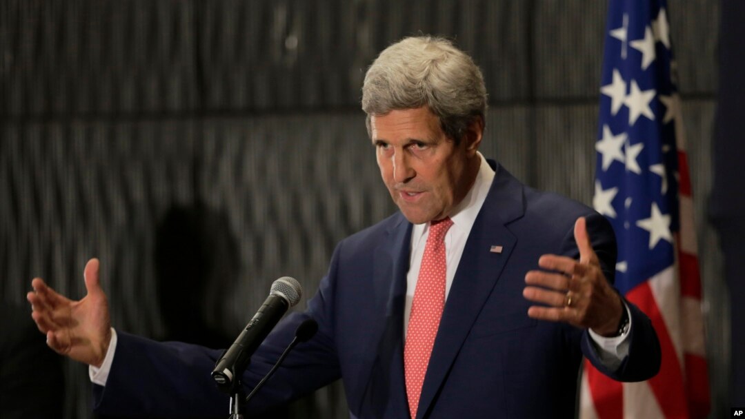 FILE - U.S. Secretary of State John Kerry talks during a press conference in Cairo, Sept. 13, 2014. 