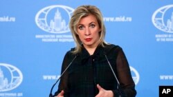 Juru bicara Kementerian Luar Negeri Rusia, Maria Zakharova memberikan keterangan pers di Moskow (foto: dok). 