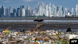 Sampah-sampah plastik memenuhi Pantai Costa del Este di Panama City (foto: ilustrasi).
