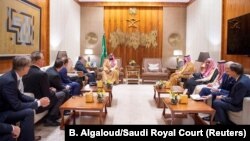 Saudi Crown Prince Mohammed bin Salman meets with the delegation of American Evangelical Christian Leaders in Riyadh, Saudi Arabia, Nov. 1, 2018. 