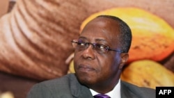 Yves Brahima Kone, Président du Conseil du Café-Cacao de Côte d'Ivoire, assiste à la cérémonie de clôture des Journées Nationales du Cacao et du Chocolat à Abidjan, le 1er octobre 2017.