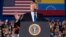 President Donald Trump speaks to a Venezuelan American community at Florida Ocean Bank Convocation Center at Florida International University in Miami, Florida, Feb. 18, 2019.
