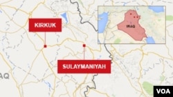 Peta Kota Sulaymaniyah dan Kirkuk di Irak