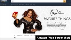 A screenshot of Amazon's website, which is showcasing media mogul Oprah Winfrey's "Favorite Things" for the holidays.