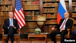 U.S. President Joe Biden and Russia's President Vladimir Putin meet at Villa La Grange in Geneva, Switzerland, June 16, 2021.