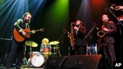 Iron & Wine's Sam Beam performs with his new band at the SXSW Music Festival in Austin, Texas, March 13, 2013.