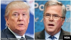 Donald Trump (izquierda) y Jeb Bush, candidatos a la nominación presidencial republicana para elecciones de 2016