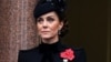 Britain's Catherine, Princess of Wales looks on from a balcony on the day of the annual Remembrance Sunday ceremony at The Cenotaph on Whitehall, in London, Nov. 10, 2024. 