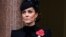 Britain's Catherine, Princess of Wales looks on from a balcony on the day of the annual Remembrance Sunday ceremony at The Cenotaph on Whitehall, in London, Nov. 10, 2024. 