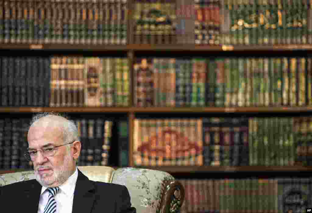 Iraqi Foreign Minister Ibrahim al-Jaafari waits for a meeting with U.S. Secretary of State John Kerry, in Baghdad, Iraq, Sept. 10, 2014.