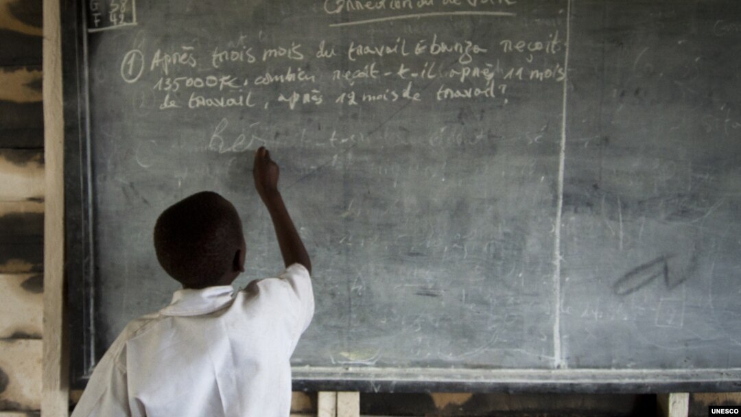 Congolese boy at school in Kitschoro