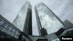 FILE - The Deutsche Bank headquarters are pictured in Frankfurt, Germany, April 25, 2019. 