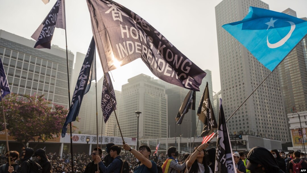 香港抗議者星期天（12月22日）舉行“聲援維吾爾族人權集會”。
