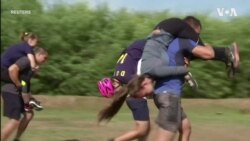 Couples Compete in Wife-Carrying Race in Hungary 