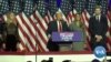 Former US President Donald Trump addresses supporters after election win