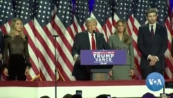 Former US President Donald Trump addresses supporters after election win