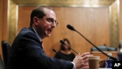 Alex Azar testifies during a Senate Finance Committee hearing on Capitol Hill in Washington, Jan. 9, 2018.