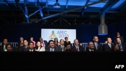 FILE—Leaders attend a welcome reception for the Asia-Pacific Economic Cooperation (APEC) leaders' week at the Exploratorium, in San Francisco, California, on November 15, 2023.