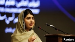 Nobel laureate Malala Yousafzai speaks during the "Girls' Education in Muslim Communities: Challenges and Opportunities" summit in Islamabad, Jan. 12, 2025. She sharply criticized the Taliban government for curbs on women’s access to education and employment. 