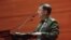 Myanmar's Commander-in-Chief Senior General Min Aung Hlaing pushes back against any quick changes to the constitution on Feb. 22, 2016.