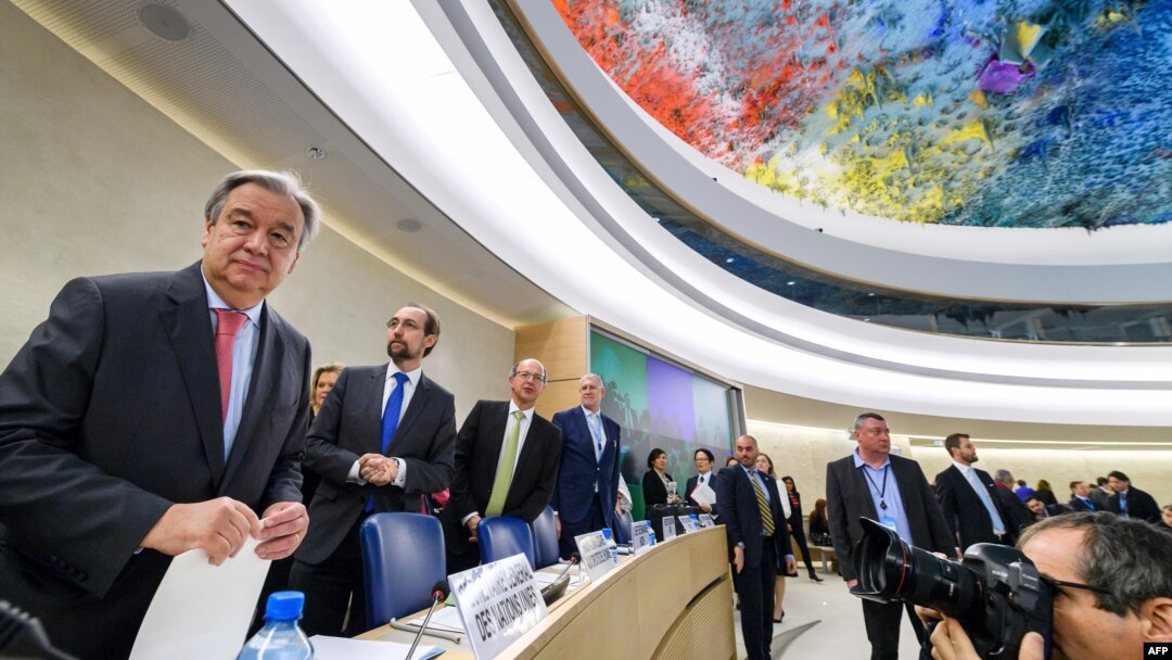 BMT Bosh kotibi Antonio Guterres Inson huquqlari kengashida, Jeneva, 27-fevral, 2017