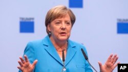 FILE - German chancellor Angela Merkel in Germany.