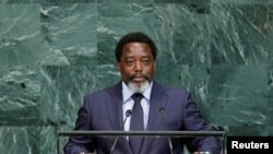 Joseph Kabila, président de la République démocratique du Congo (RDC) prononce son discours devant l’Assemblée générale des Nations unies, à New York, 23 septembre 2017.