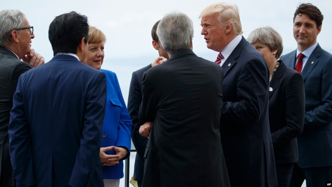 Shugaban Amurka Donald Trump Tare Da
Shuwabannin Kasashe Masu Karfin Arziki Na Duniya Guda Bakwai