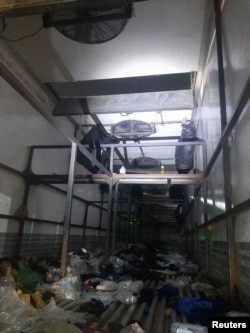 A view of an abandoned truck trailer where Mexican authorities found 343 migrants, including 103 unaccompanied minors, in the eastern state of Veracruz, Mexico March 5, 2023.