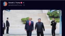 도널드 트럼프 미국 대통령이 24일 자신의 소셜미디어 트루스소셜에 올린 김정은 국무위원장과의 2019년 6월 판문점 회담 사진 (출처:트루스소셜)