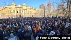 Protest "Držimo vam lekciju - protest za obrazovanje", ispred Ministarstva prosvete (Fonet / Marko Dragoslavić)